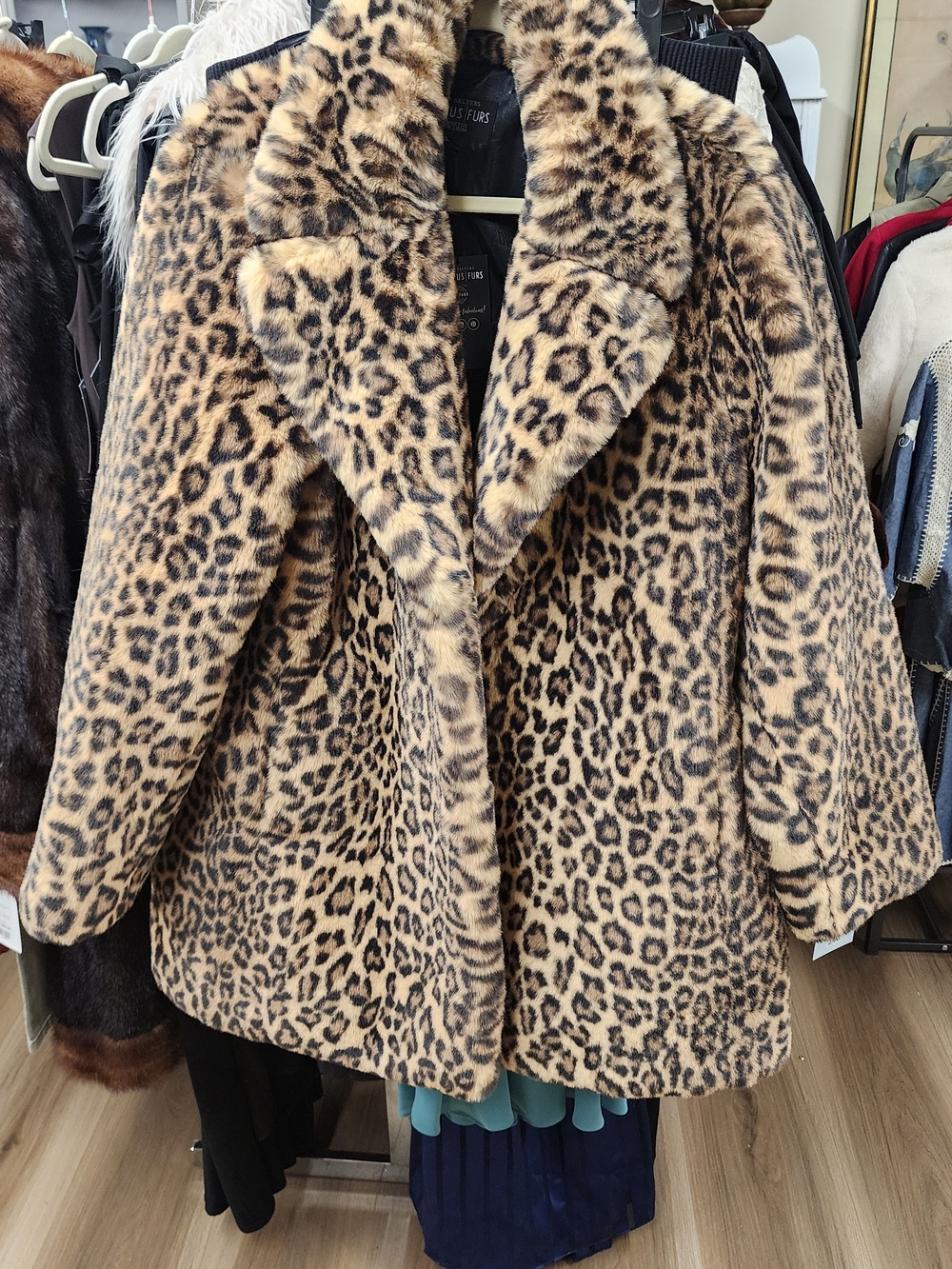 Fabulous Furs Leopard-Print Faux Fur Coat in Tan and Black